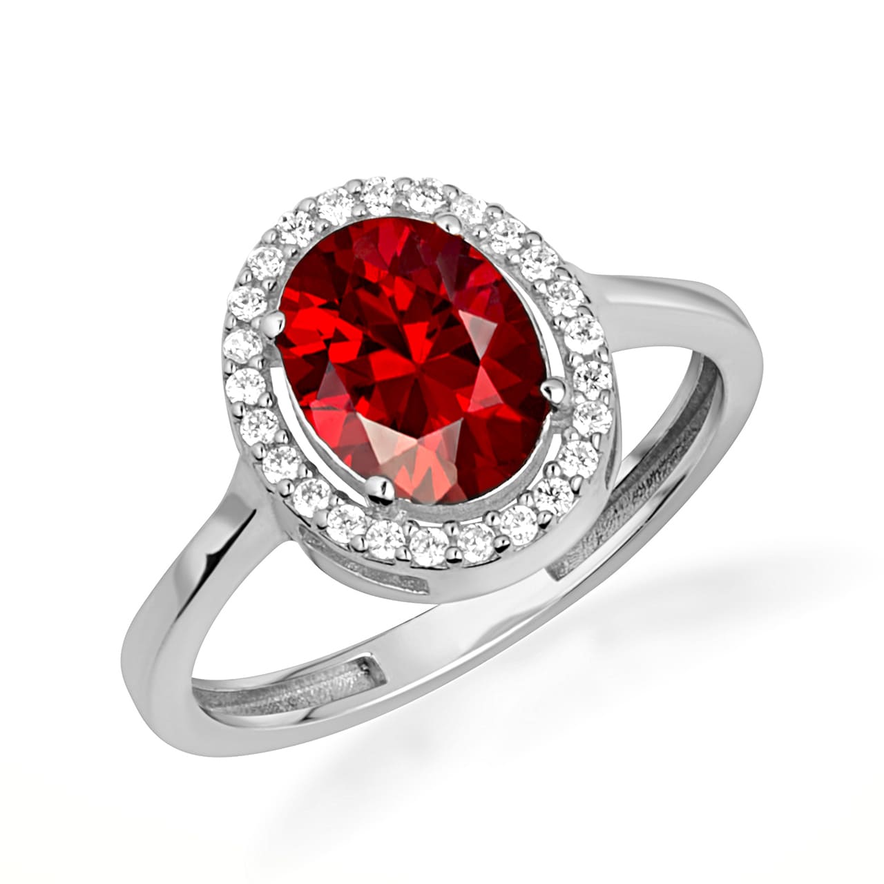 Sterling Silver Personalized Halo Birthstone Ring, view 13