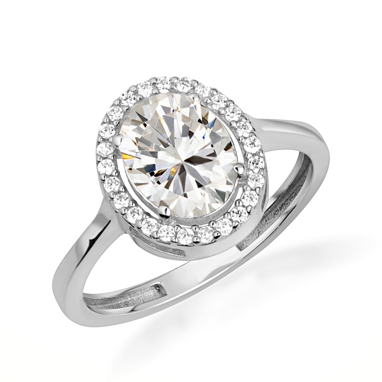 Sterling Silver Personalized Halo Birthstone Ring, view 14