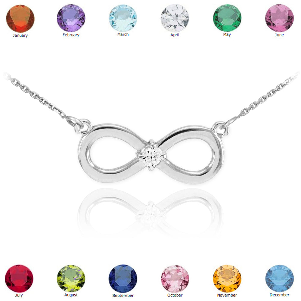 Sterling Silver Personalized Infinity Birthstone Pendant Necklace