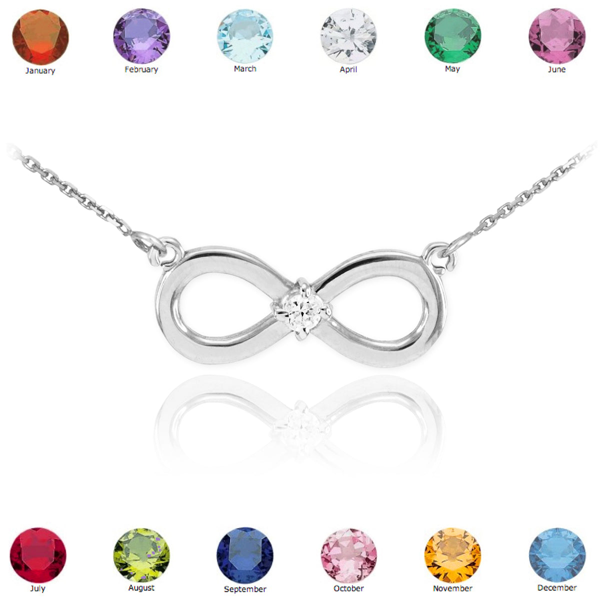 Sterling Silver Personalized Infinity Birthstone Pendant Necklace