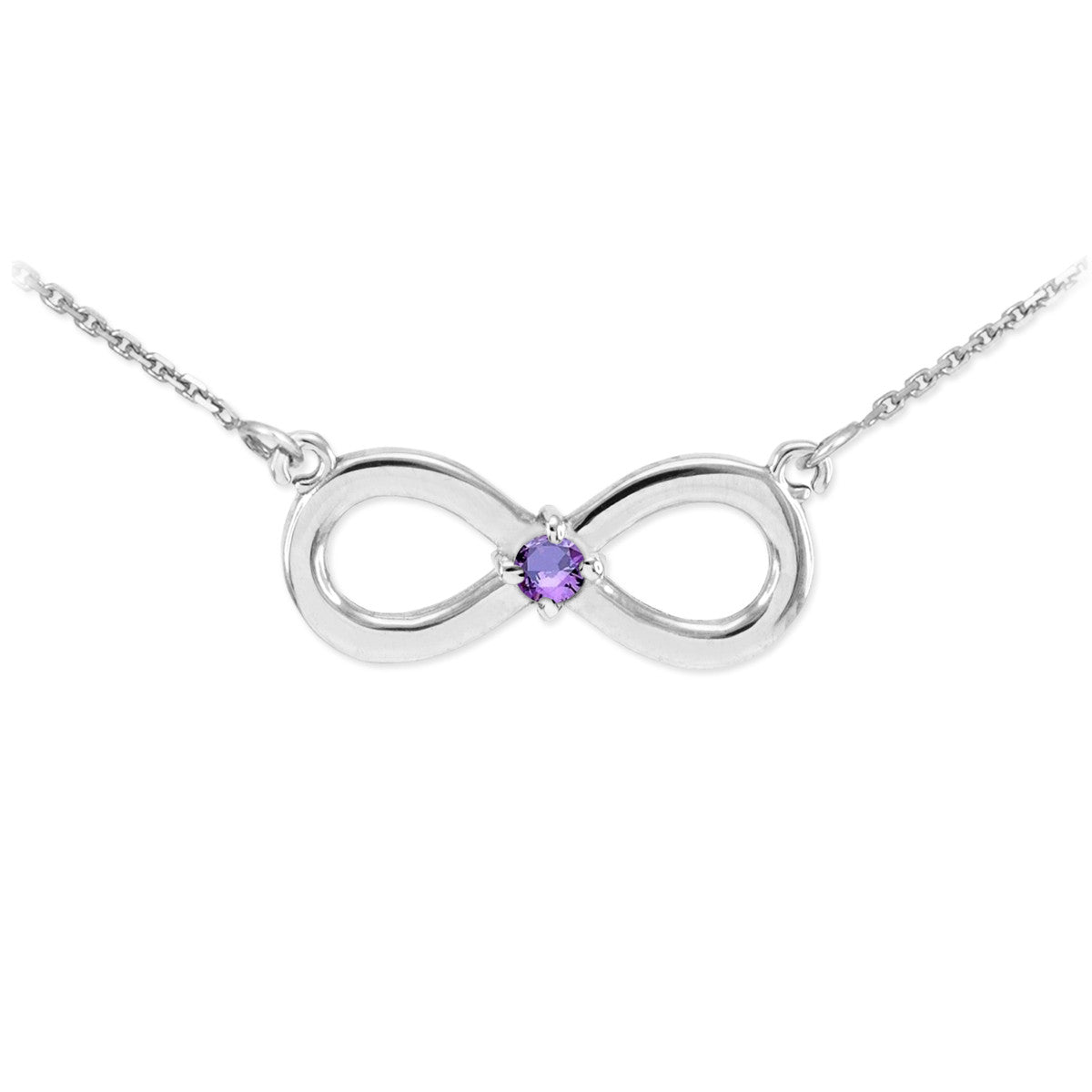 Sterling Silver Personalized Infinity Birthstone Pendant Necklace, view 3