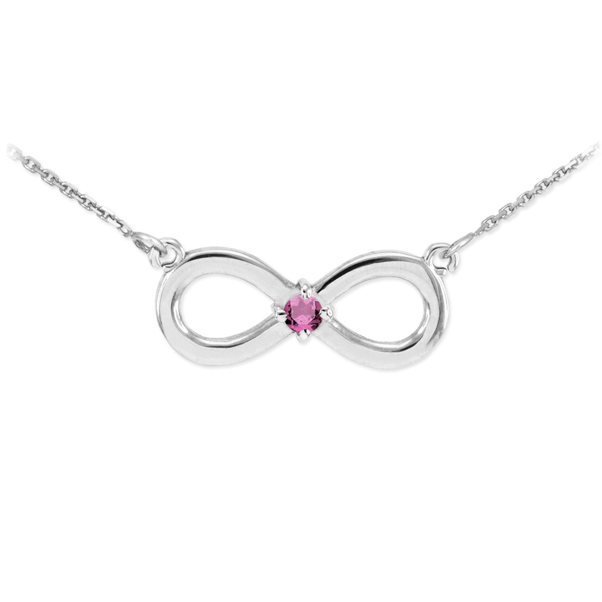 Sterling Silver Personalized Infinity Birthstone Pendant Necklace, view 6
