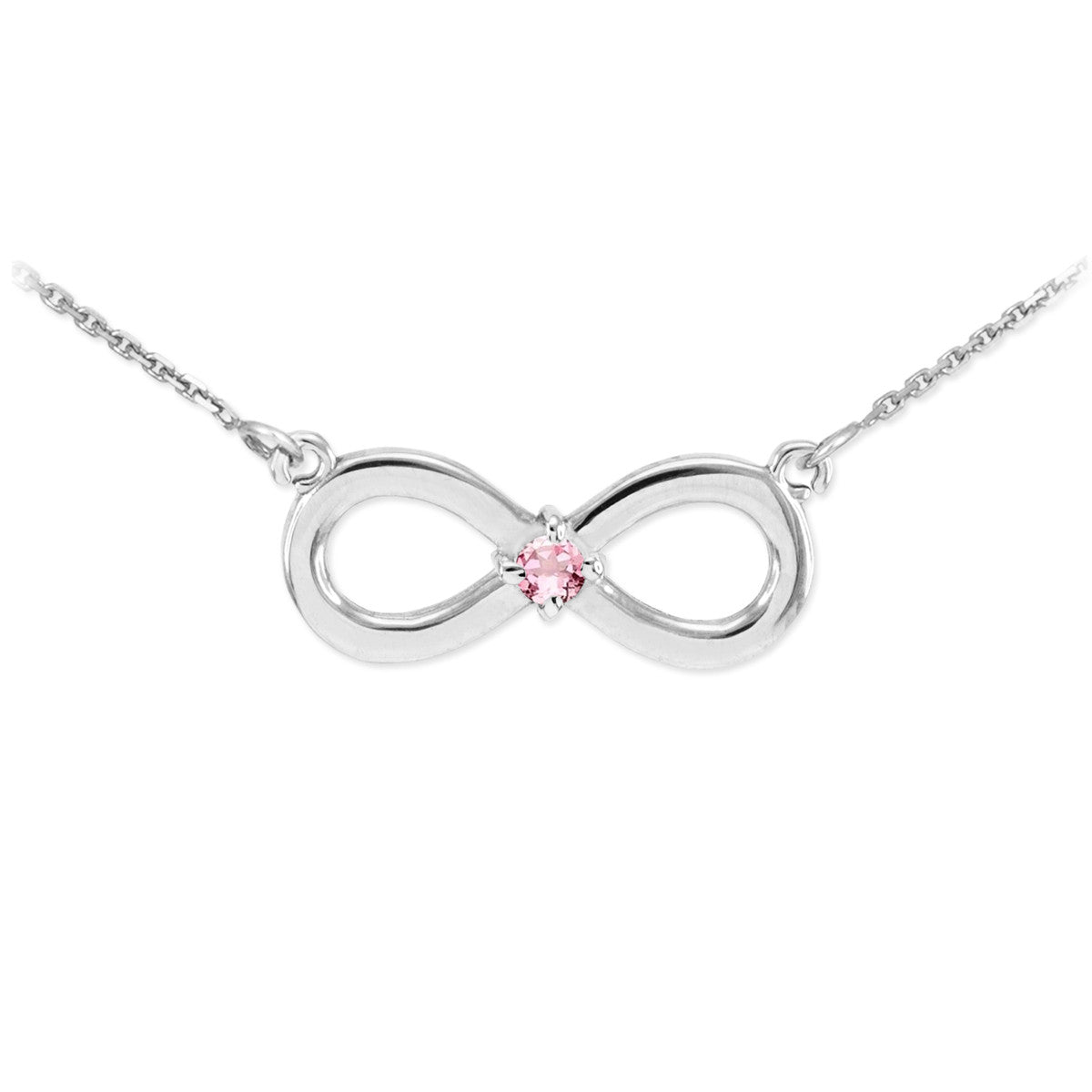 Sterling Silver Personalized Infinity Birthstone Pendant Necklace, view 10