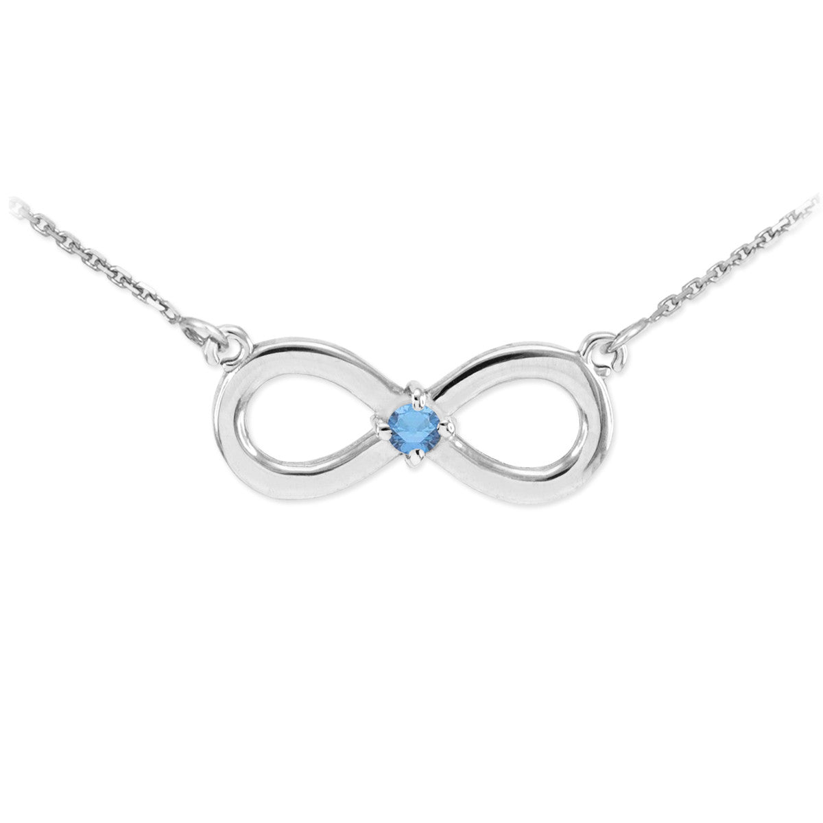 Sterling Silver Personalized Infinity Birthstone Pendant Necklace, view 12