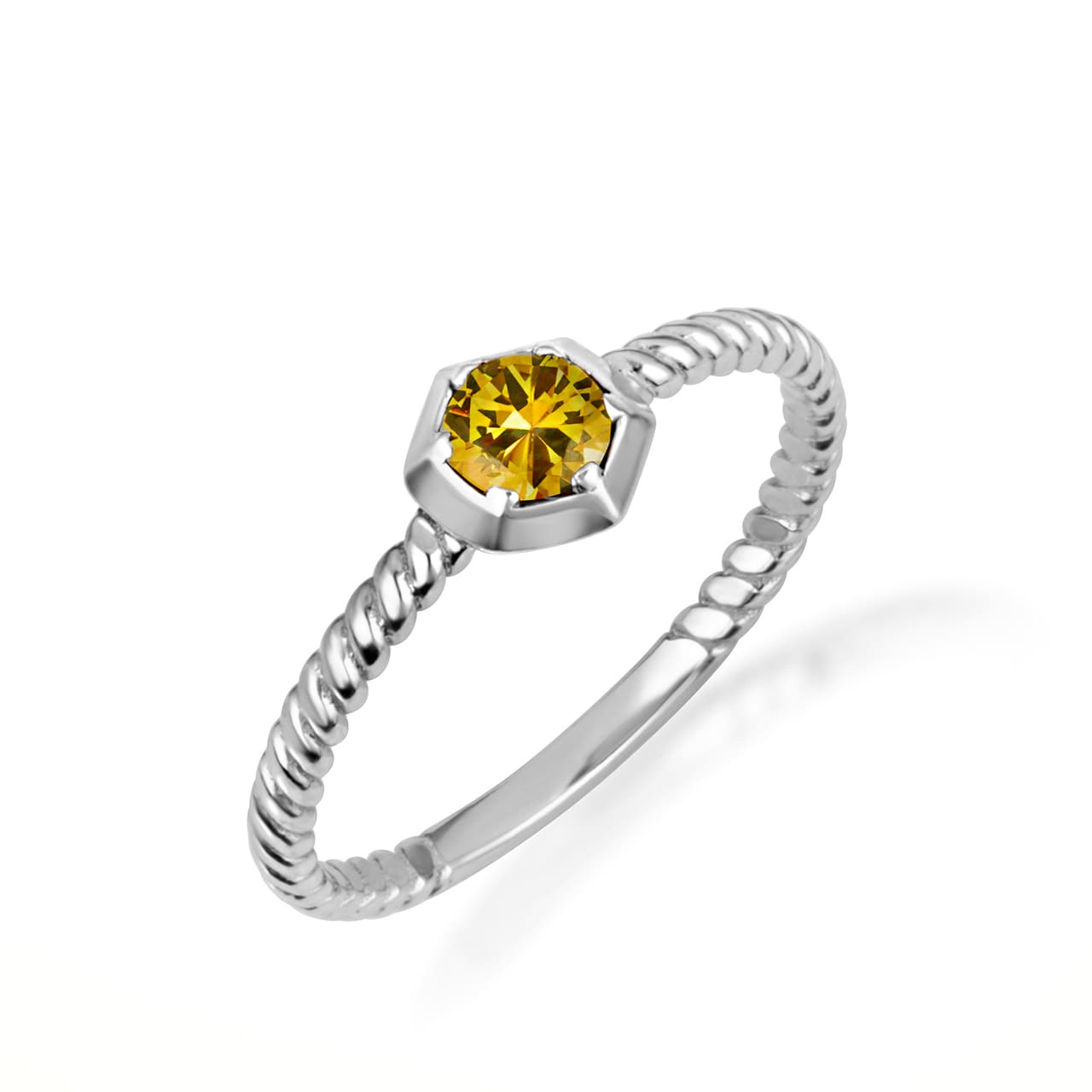 Sterling Silver Personalized Lab Created Birthstone Rope Ring, view 4