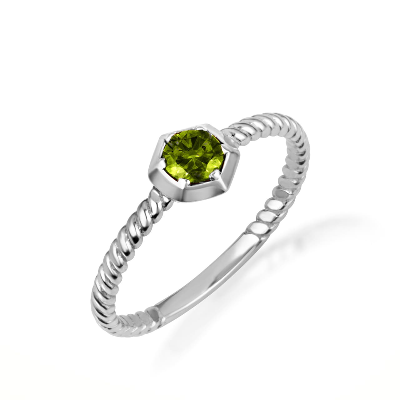 Sterling Silver Personalized Lab Created Birthstone Rope Ring, view 6
