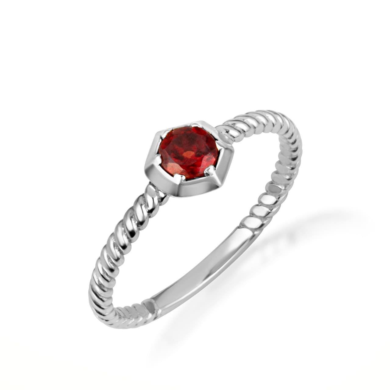 Sterling Silver Personalized Lab Created Birthstone Rope Ring, view 7