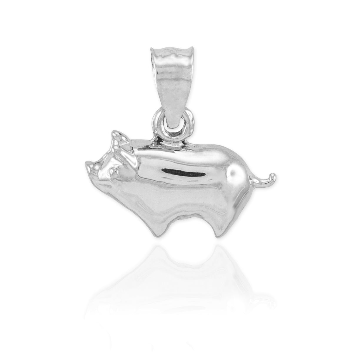 Sterling Silver Pig Charm Pendant Necklace, view 2