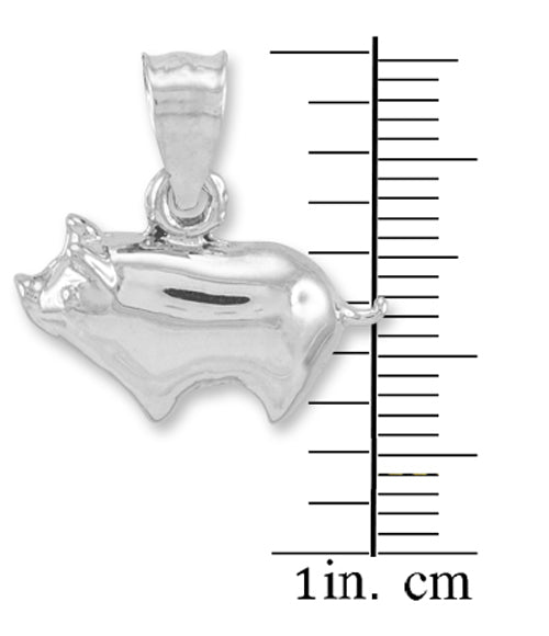 Sterling Silver Pig Charm Pendant Necklace, view 3