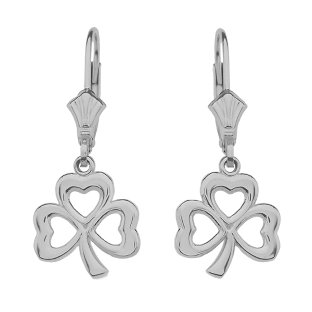 Sterling Silver Polished Lucky Shamrock Earrings