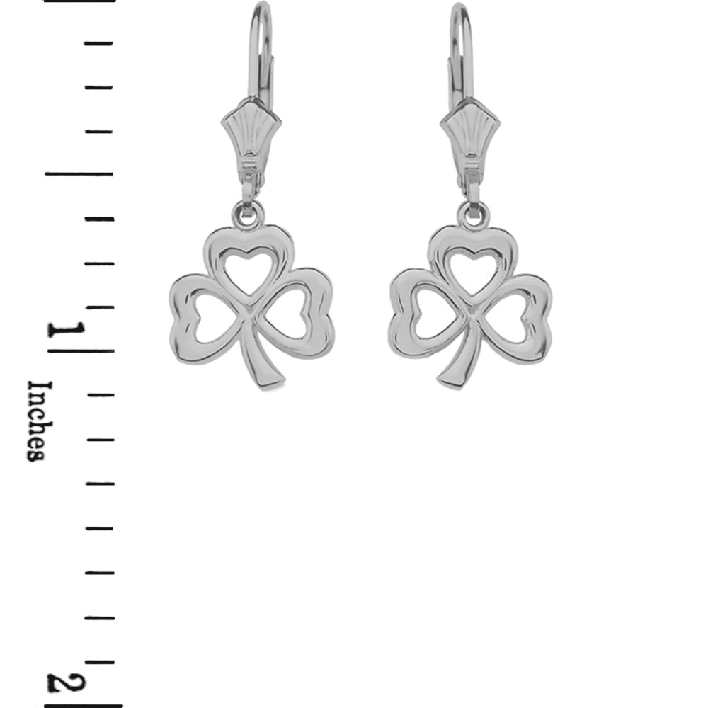 Sterling Silver Polished Lucky Shamrock Earrings, view 2