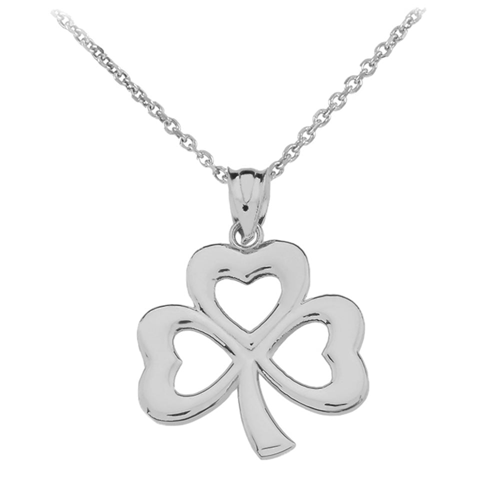 Sterling Silver Polished Lucky Shamrock Pendant Necklace