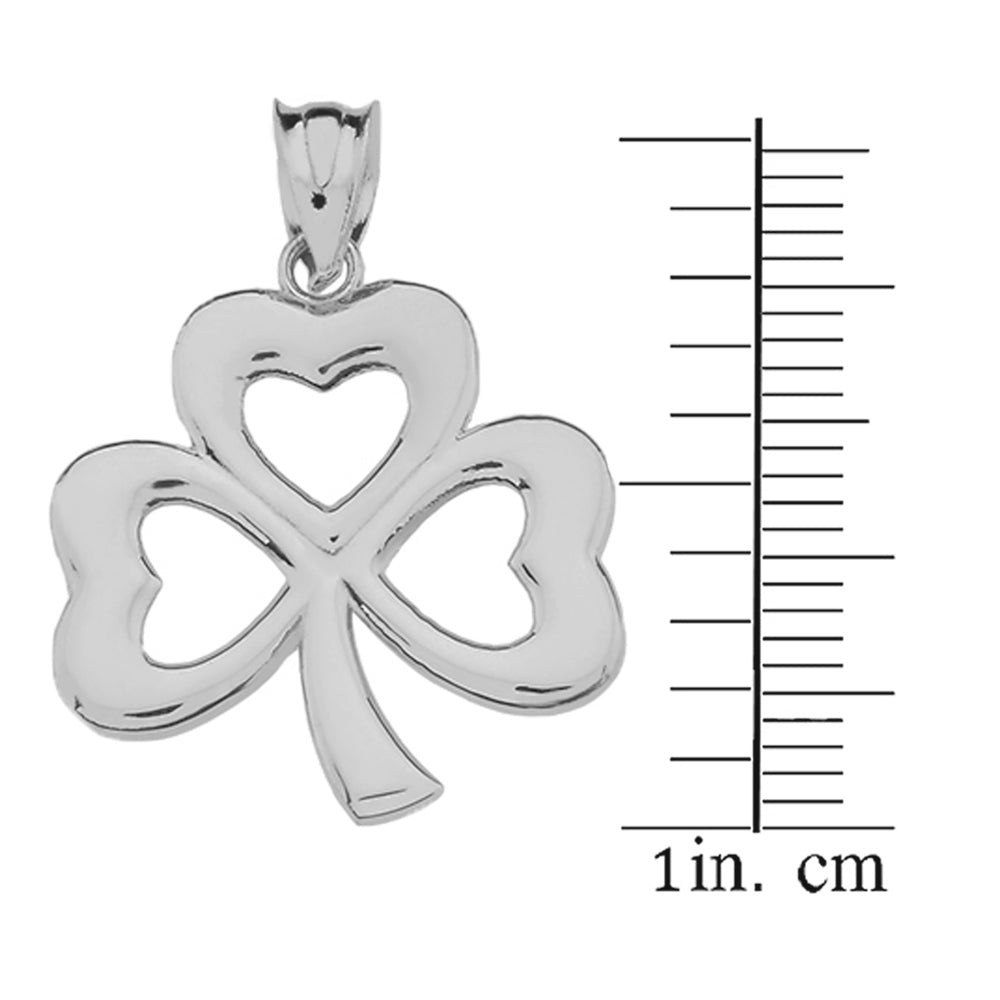 Sterling Silver Polished Lucky Shamrock Pendant Necklace, view 3