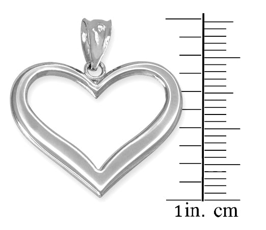 Sterling Silver Polished Open Heart Pendant Necklace, view 3