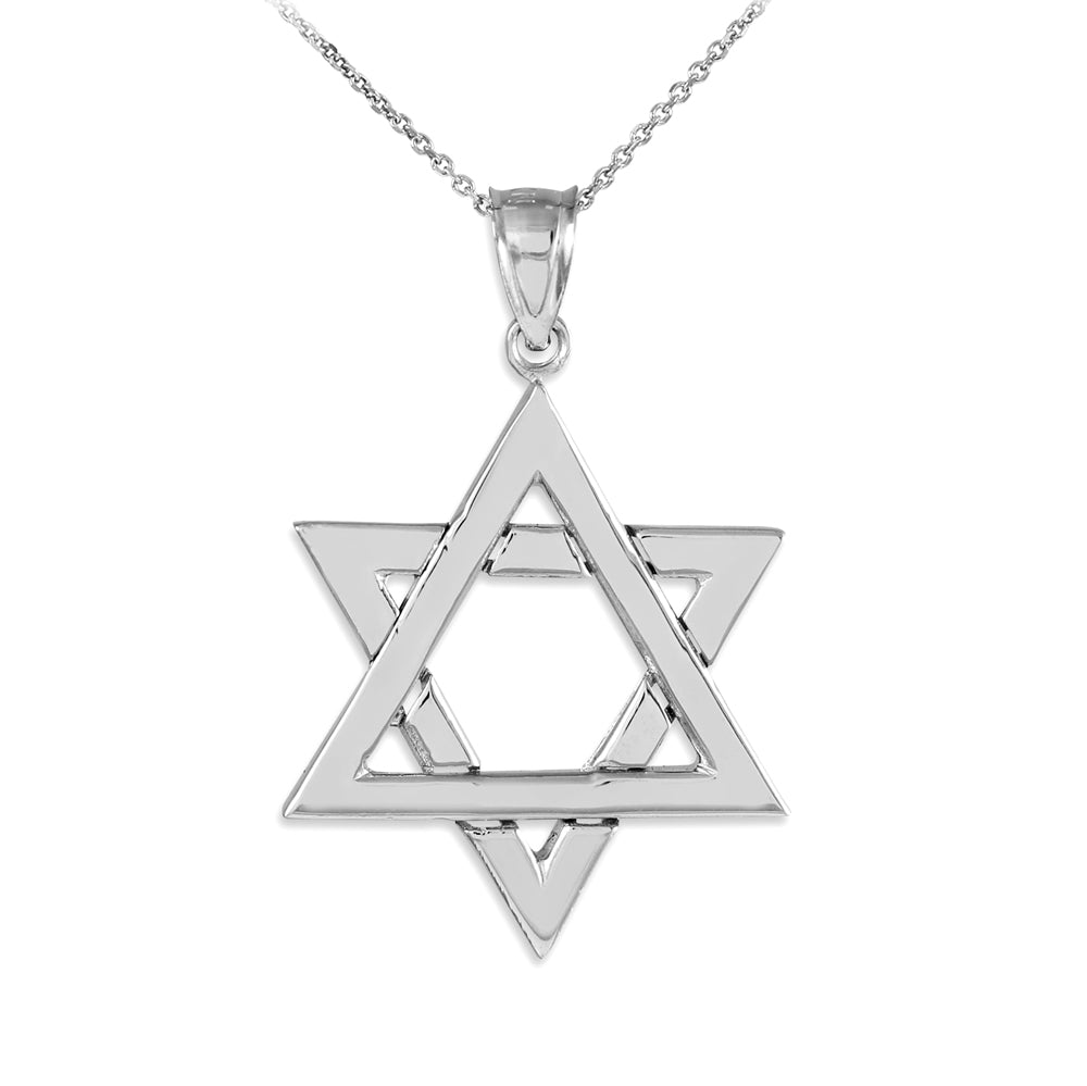 Sterling Silver Polished Star of David Pendant Necklace