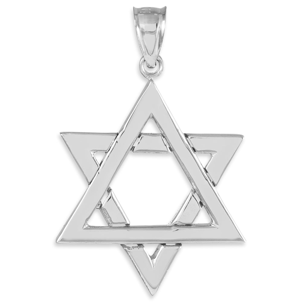 Sterling Silver Polished Star of David Pendant Necklace, view 2