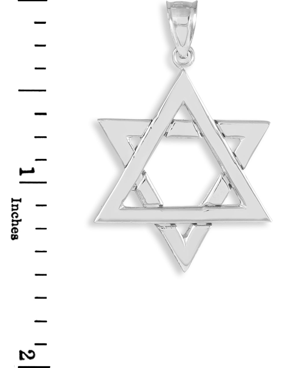 Sterling Silver Polished Star of David Pendant Necklace, view 3