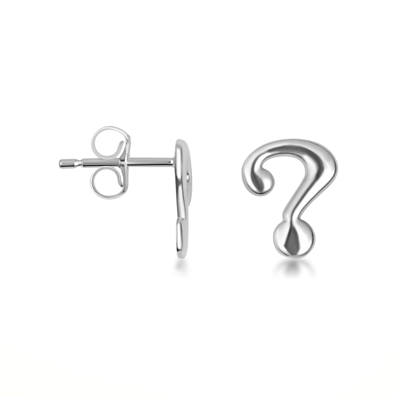 Sterling Silver Question Mark Stud Earrings