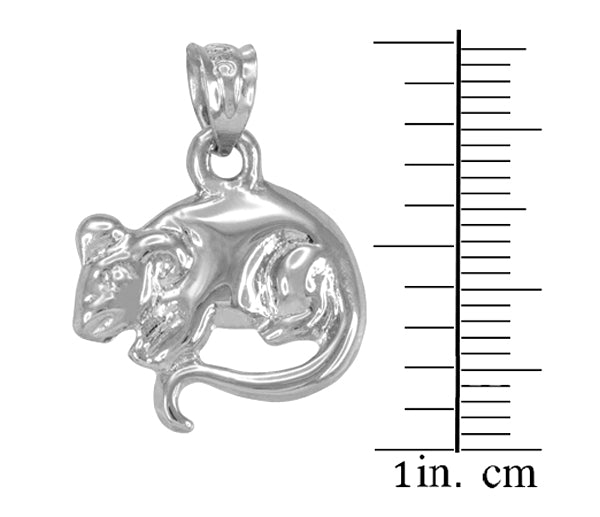 Sterling Silver Rat Mouse Charm Necklace, view 2