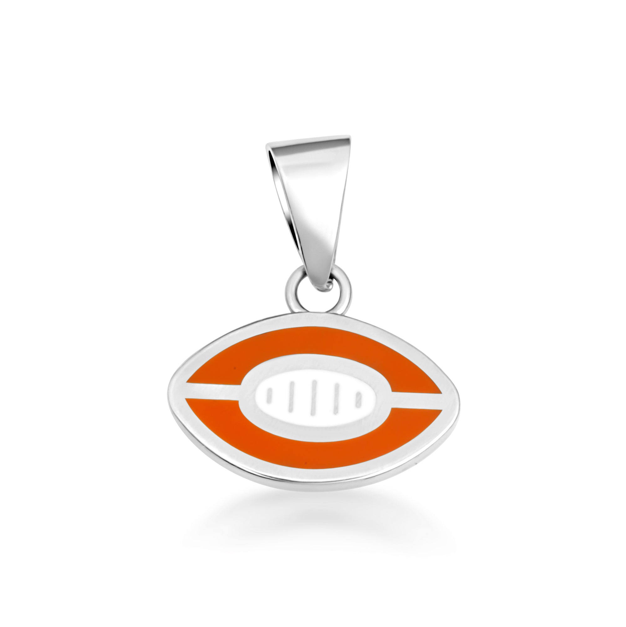 Sterling Silver Red Enamel Football Sports Pendant Necklace