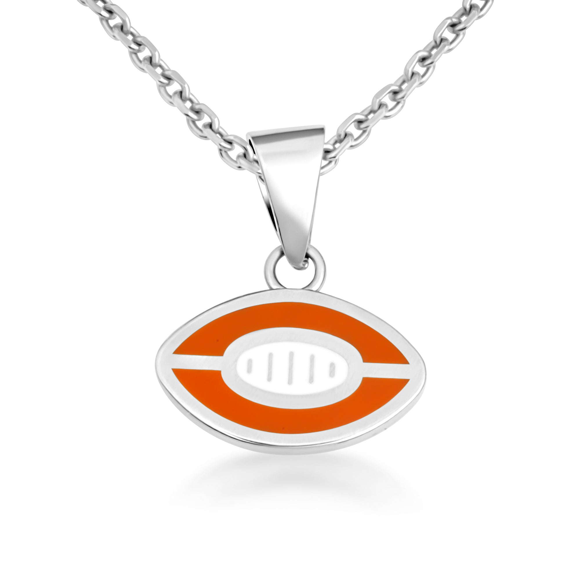 Sterling Silver Red Enamel Football Sports Pendant Necklace, view 4