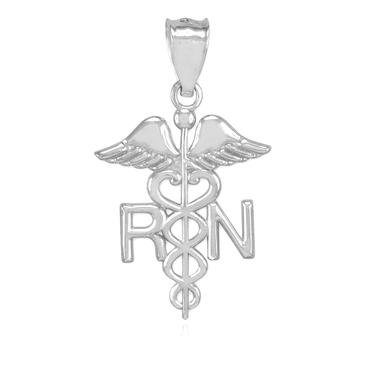 Sterling Silver Registered Nurse RN Medical Pendant Necklace, view 2