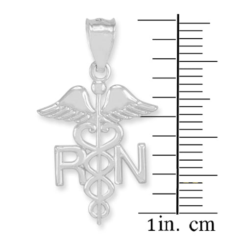 Sterling Silver Registered Nurse RN Medical Pendant Necklace, view 3