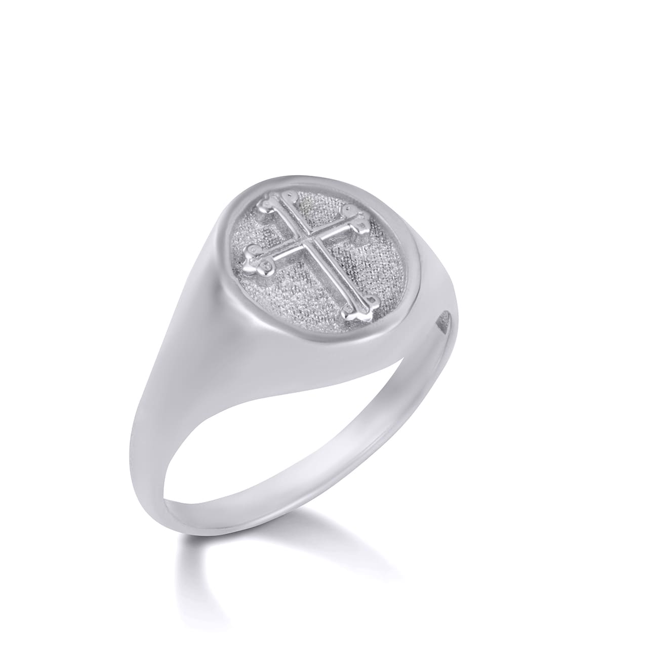 Sterling Silver Religious Cross Textured Signet Ring