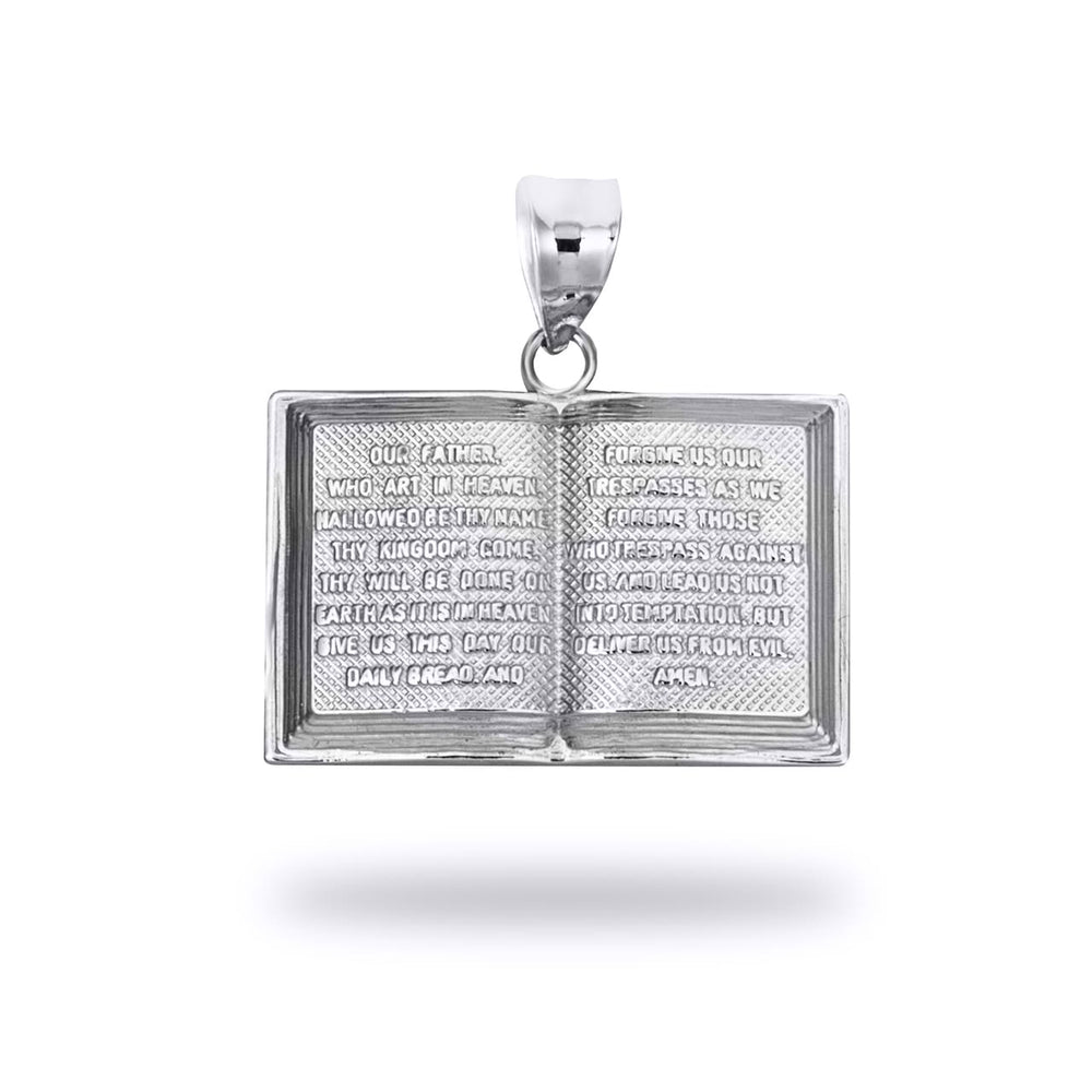 Sterling Silver Religious Holy Bible Lord's Prayer Pendant Necklace