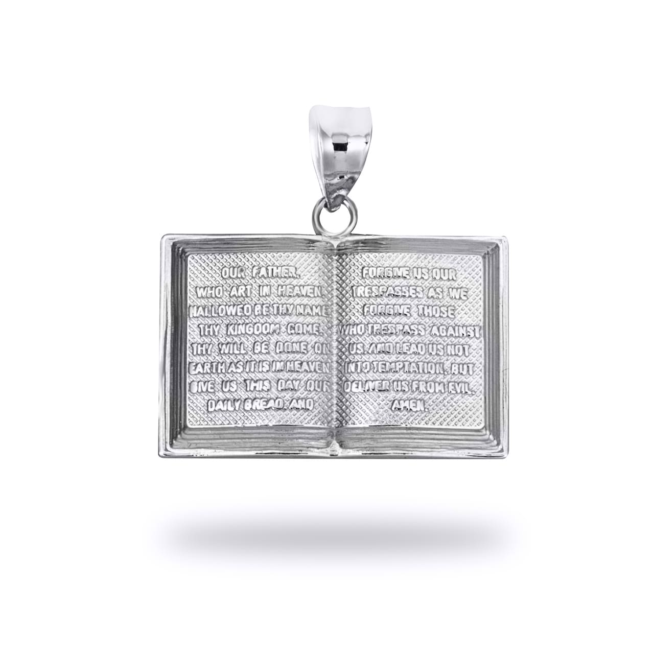 Sterling Silver Religious Holy Bible Lord's Prayer Pendant Necklace