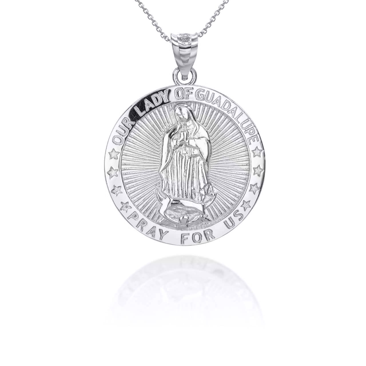 Sterling Silver Religious Our Lady of Guadalupe Medallion Pendant Necklace, view 5