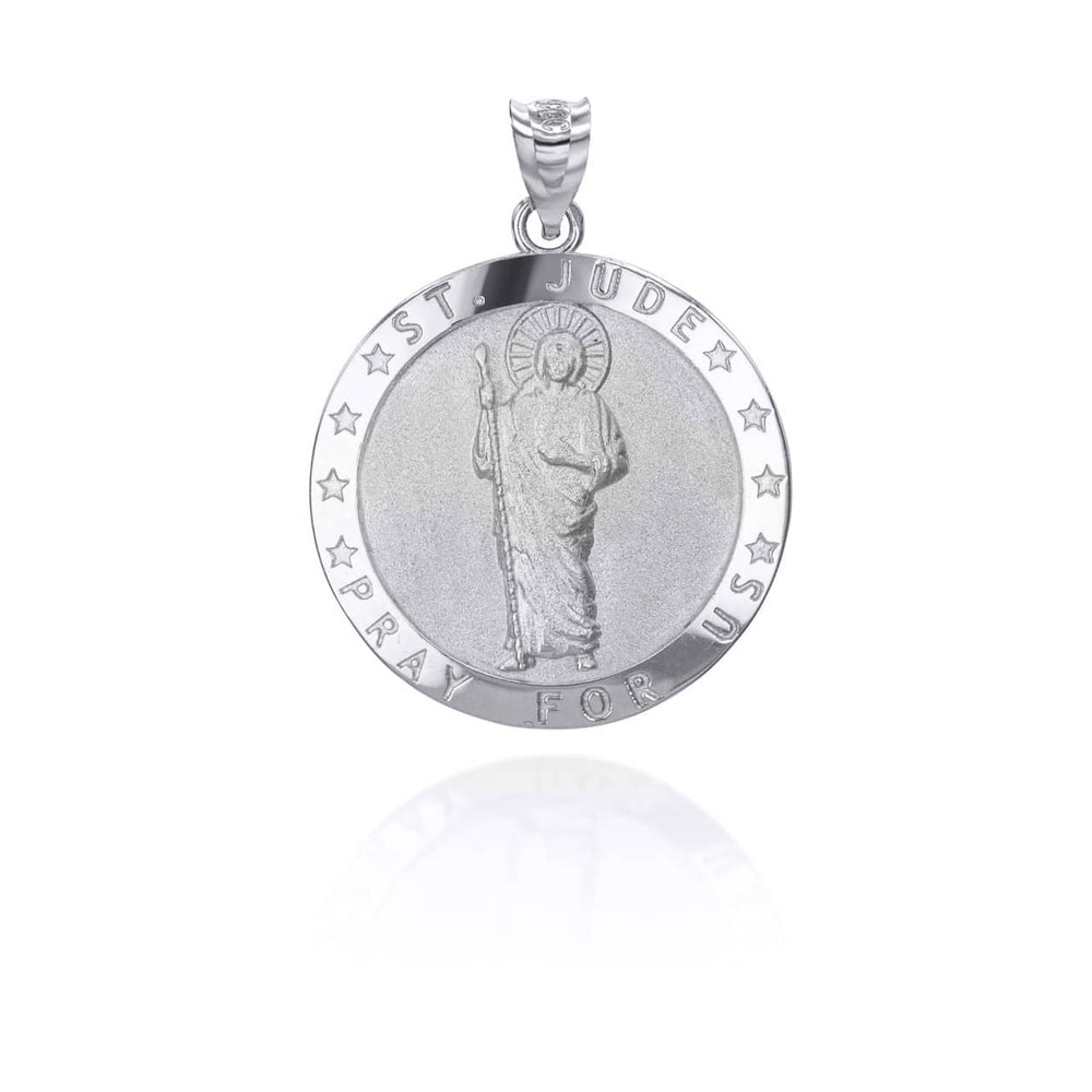 Sterling Silver Religious Patron Saint Jude Medallion Pendant Necklace