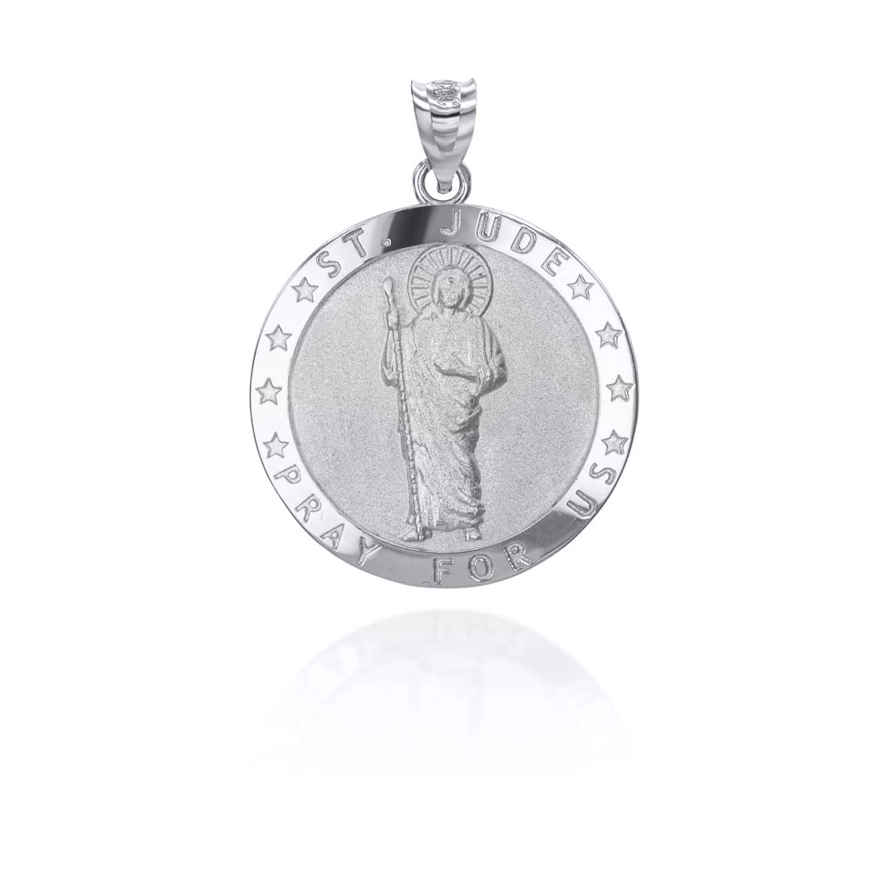 Sterling Silver Religious Patron Saint Jude Medallion Pendant Necklace