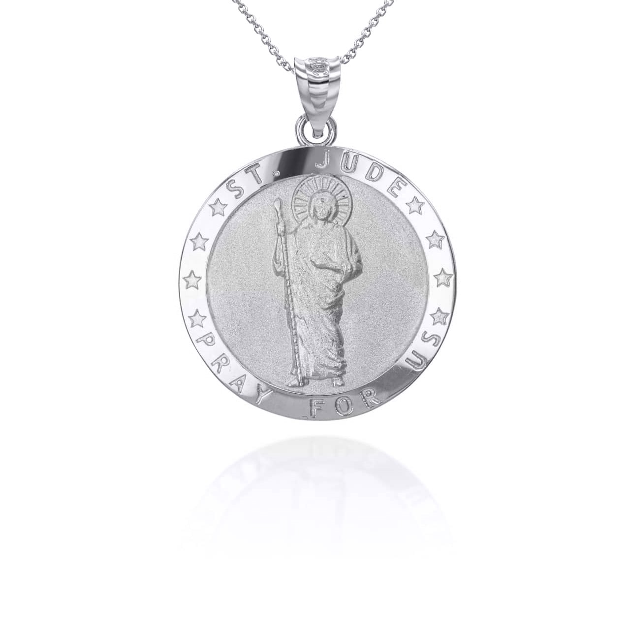 Sterling Silver Religious Patron Saint Jude Medallion Pendant Necklace, view 5