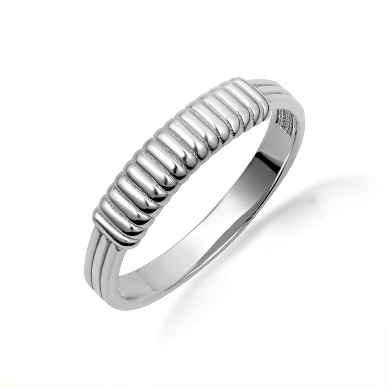 Sterling Silver Ribbed Band Statement Ring