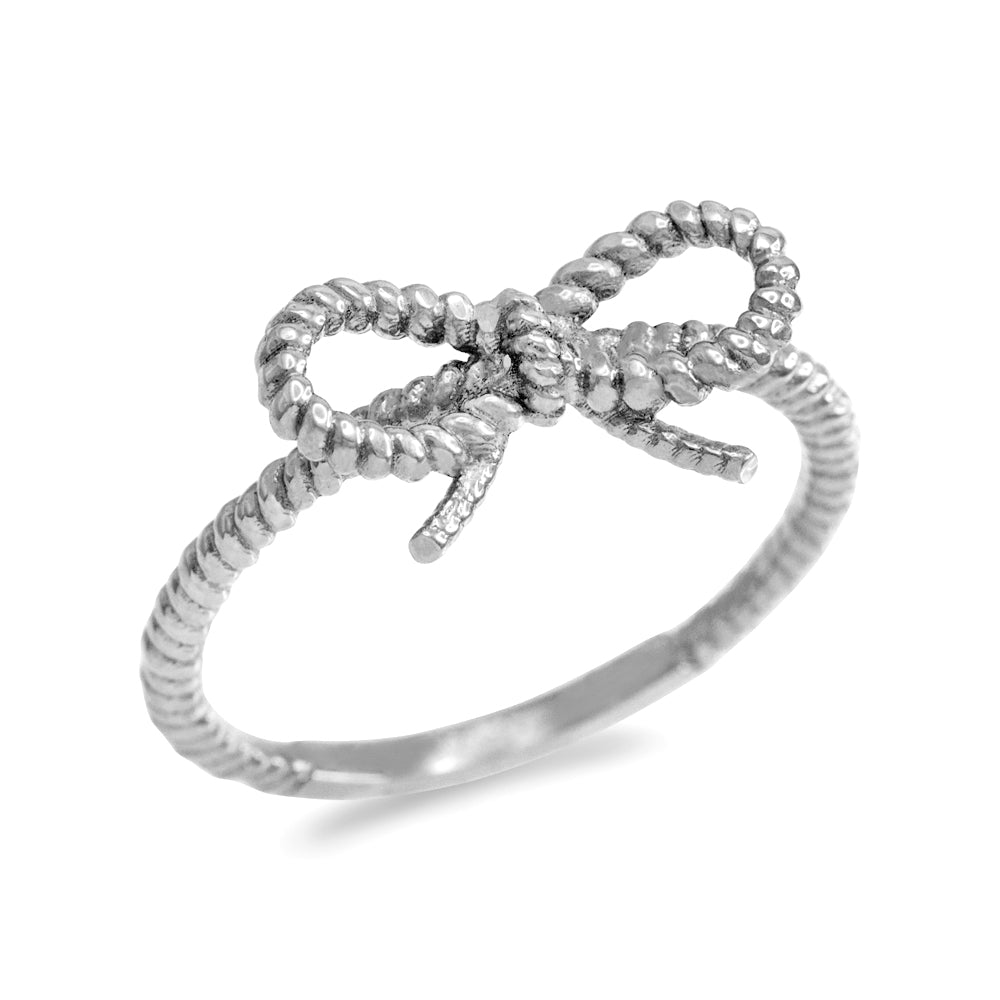 Sterling Silver Ribbon Bow Rope Ring