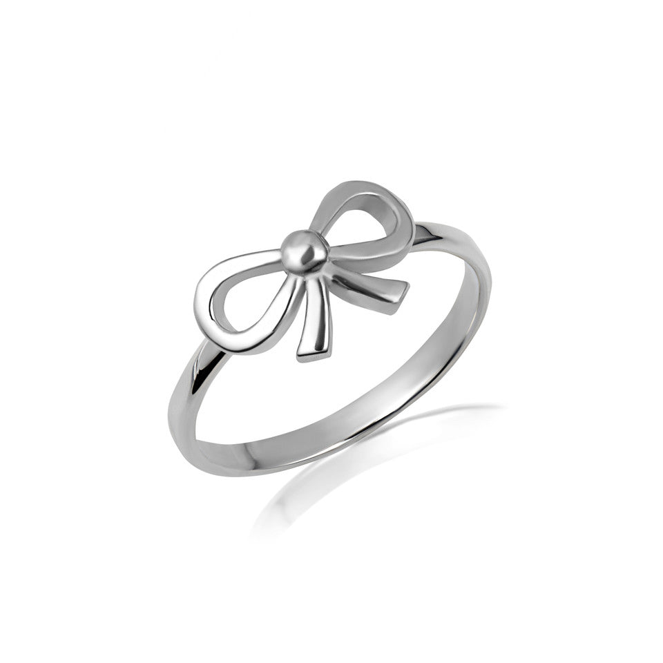 Sterling Silver Ribbon Bow Tie Ring, view 3