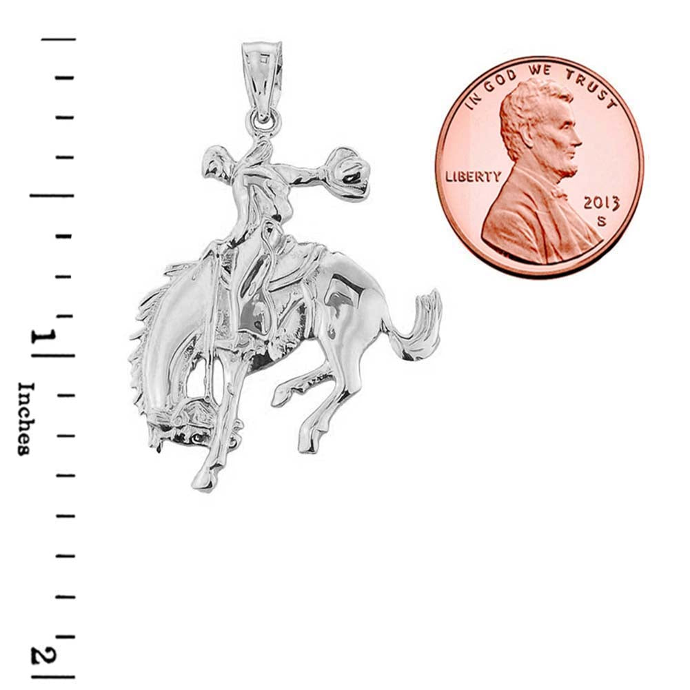 Sterling Silver Rodeo Cowboy on Horse Charm Pendant, view 3