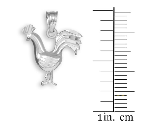 Sterling Silver Rooster Charm Pendant Necklace, view 3