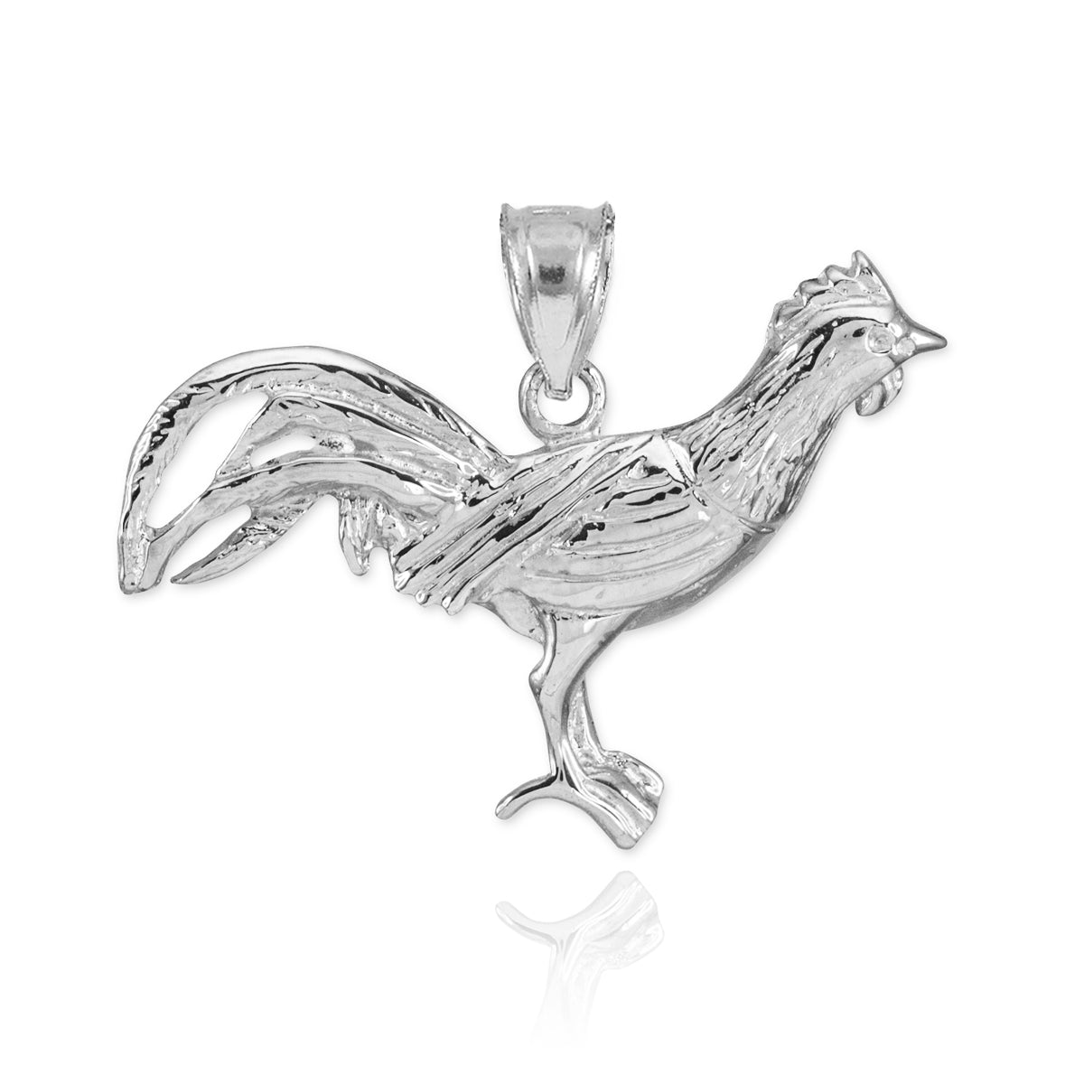 Sterling Silver Rooster Pendant Necklace, view 2