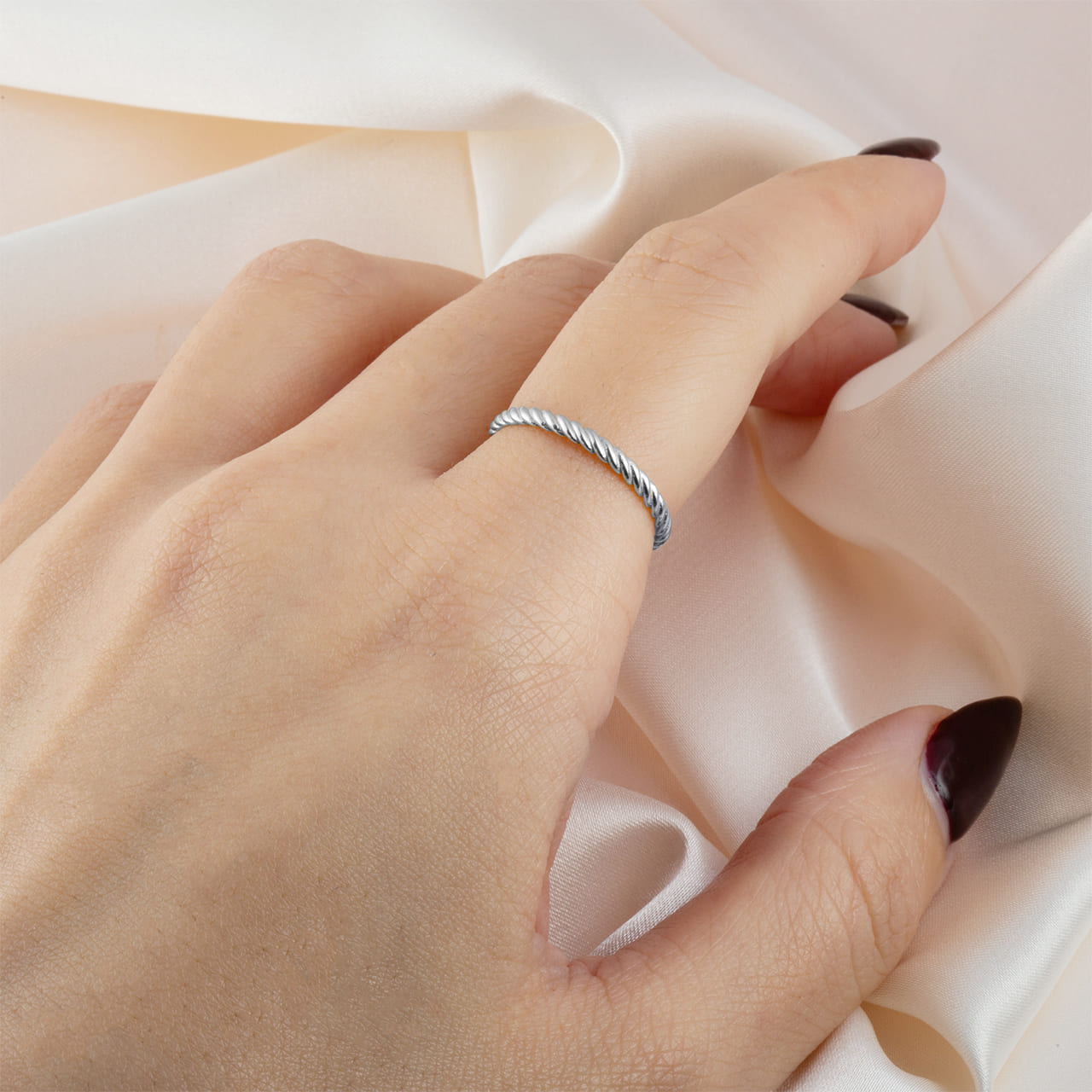 Sterling Silver Rope Twist Band Ring, view 2