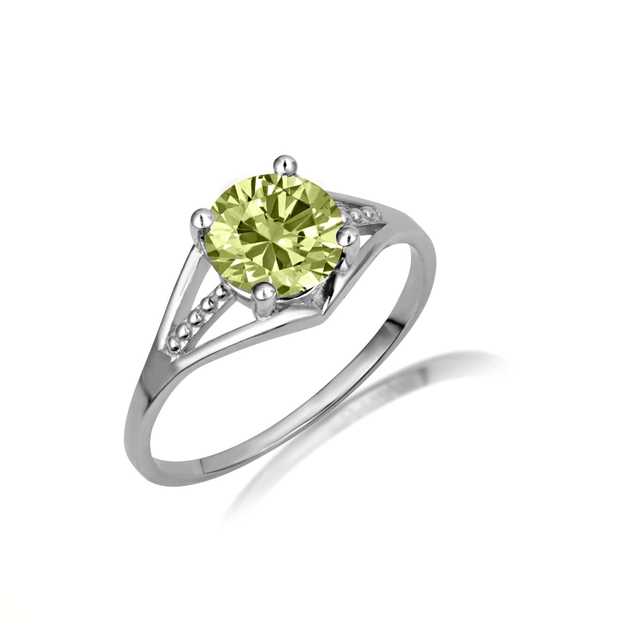 Sterling Silver Round Beaded Cubic Zirconia Birthstone Ring, view 3