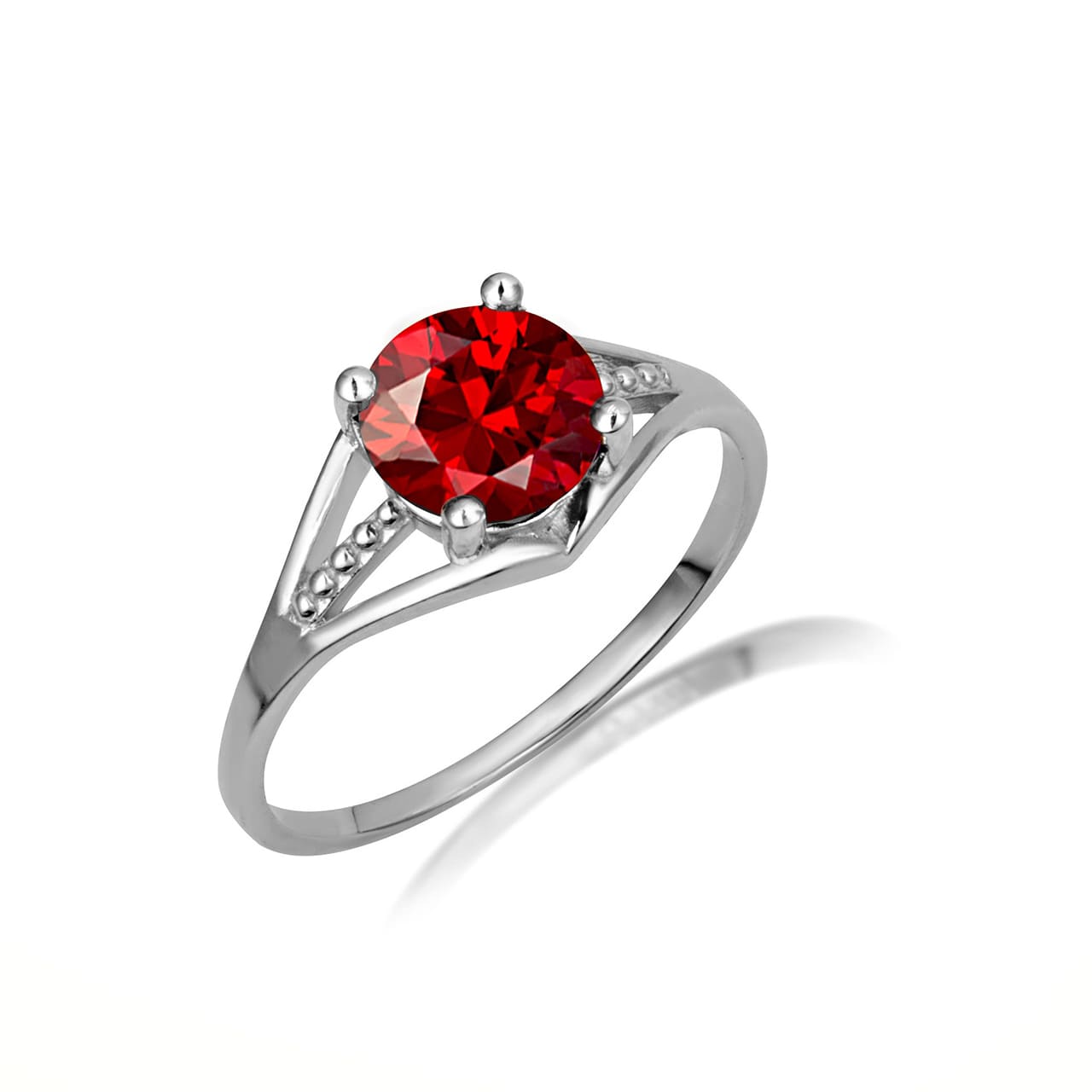 Sterling Silver Round Beaded Cubic Zirconia Birthstone Ring, view 12