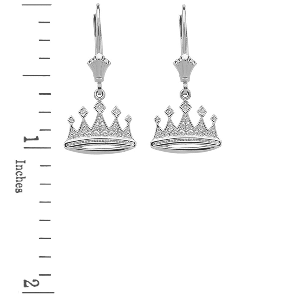 Sterling Silver Royal Crown Earrings, view 2