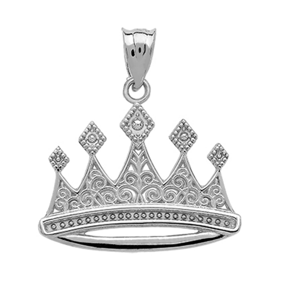 Sterling Silver Royal Crown Pendant Necklace, view 2