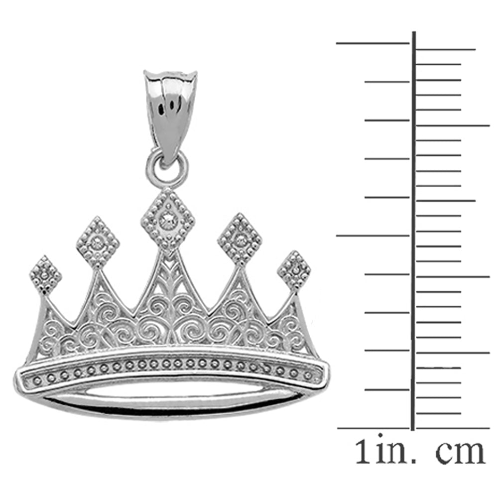 Sterling Silver Royal Crown Pendant Necklace, view 3