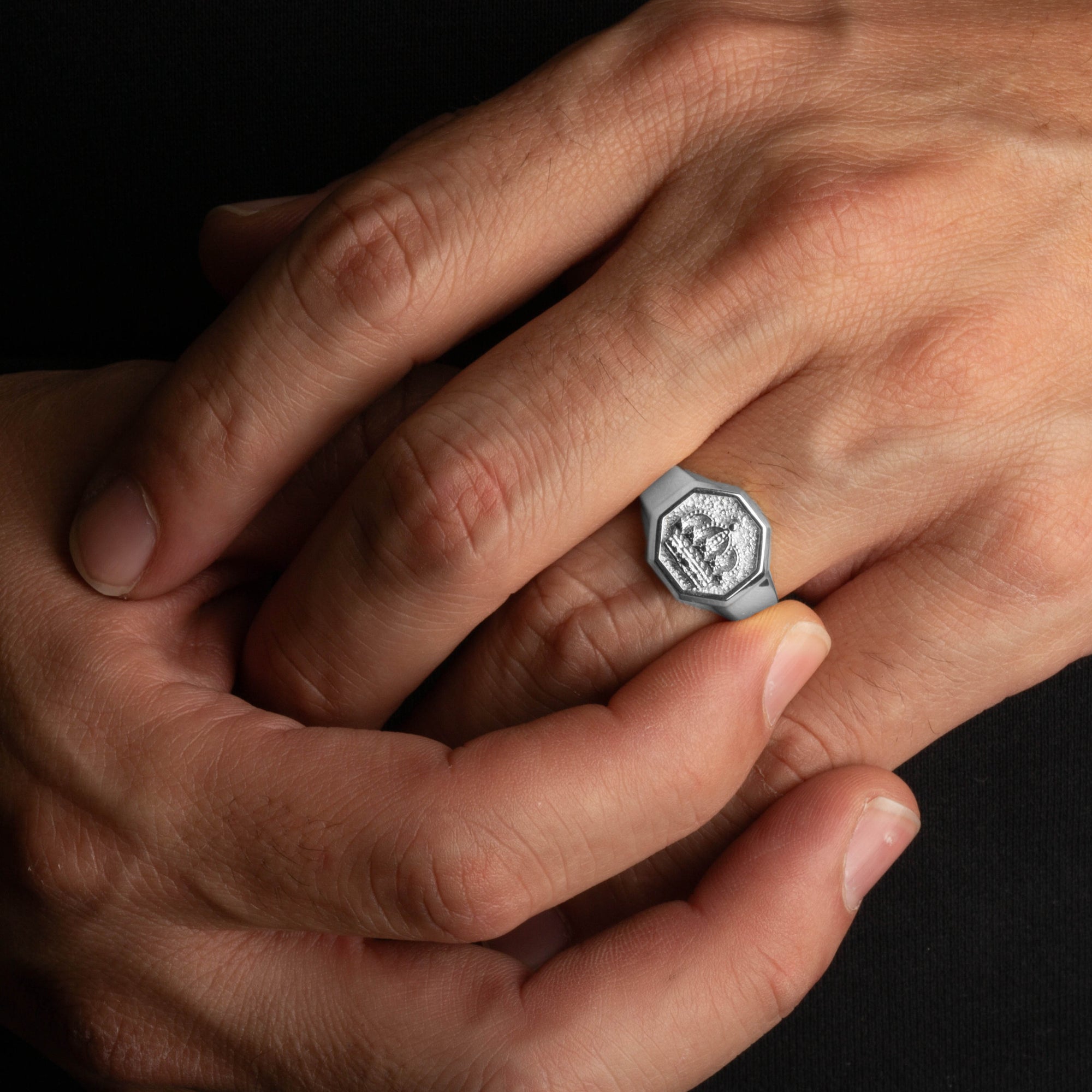 Sterling Silver Royal Crown Signet Ring, view 2