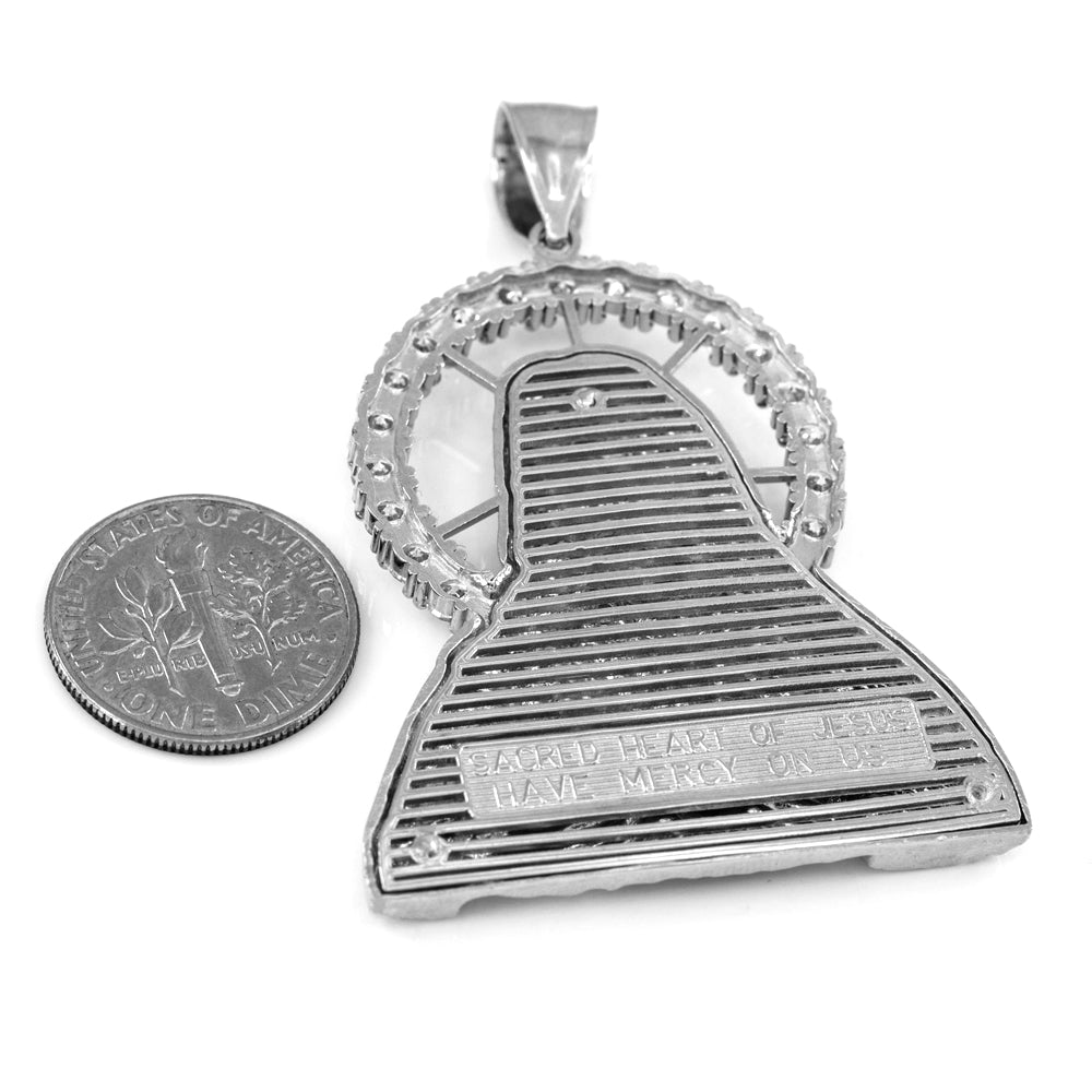Sterling Silver Sacred Heart Of Jesus Pendant, view 2