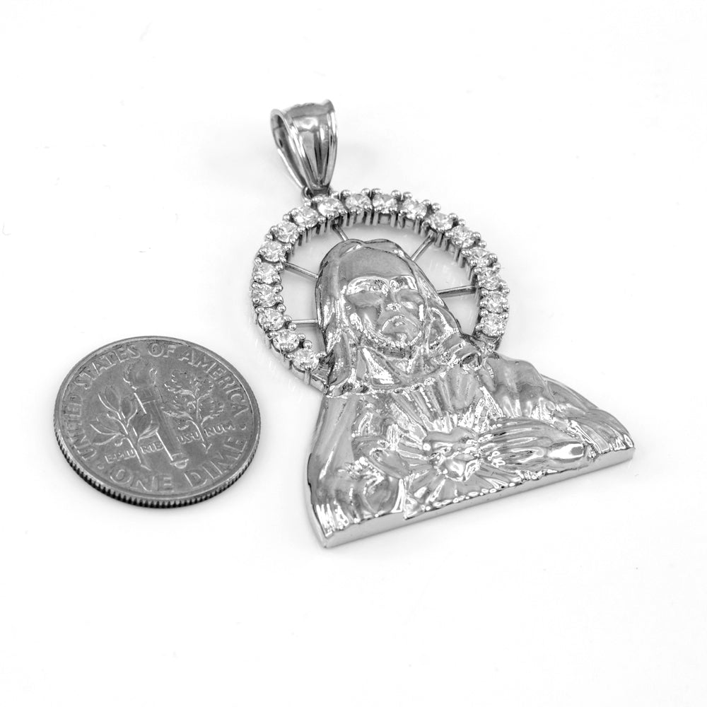 Sterling Silver Sacred Heart Of Jesus Pendant, view 4
