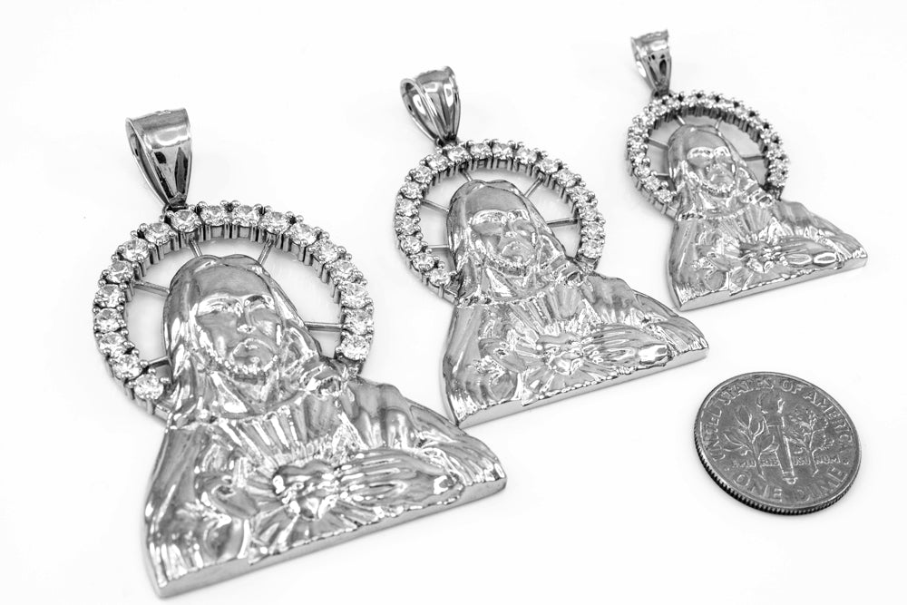 Sterling Silver Sacred Heart Of Jesus Pendant, view 5